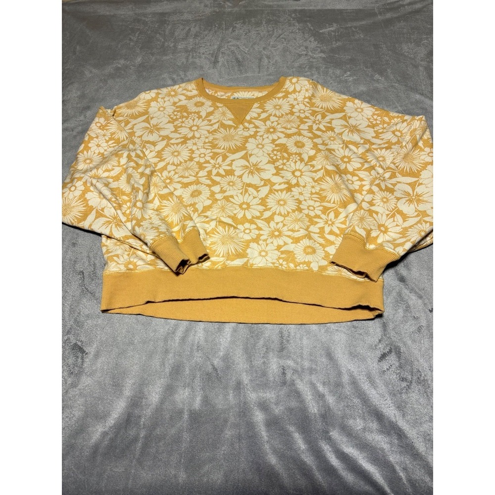 American Eagle Outfitters Yellow Floral Crewneck Sweatshirt